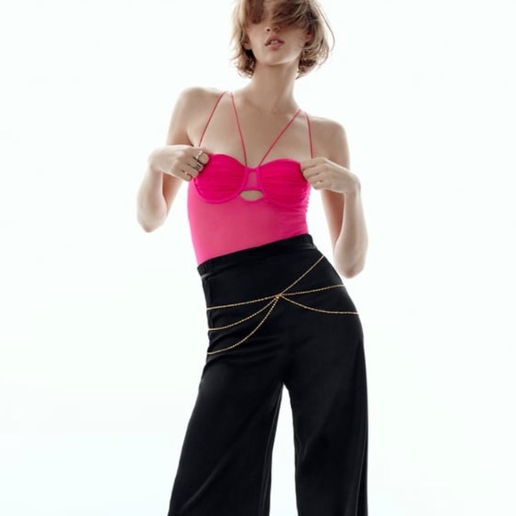 Zara Tops Zara Pink Tulle Bodysuit Underwire Corset Thin Straps 223 Poshmark